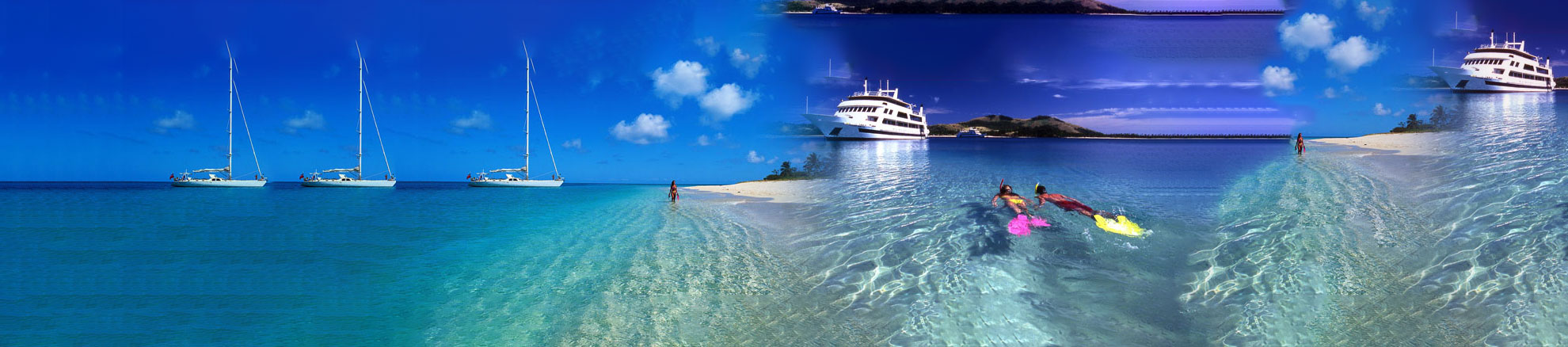 Yachts and crystal-clear blue water